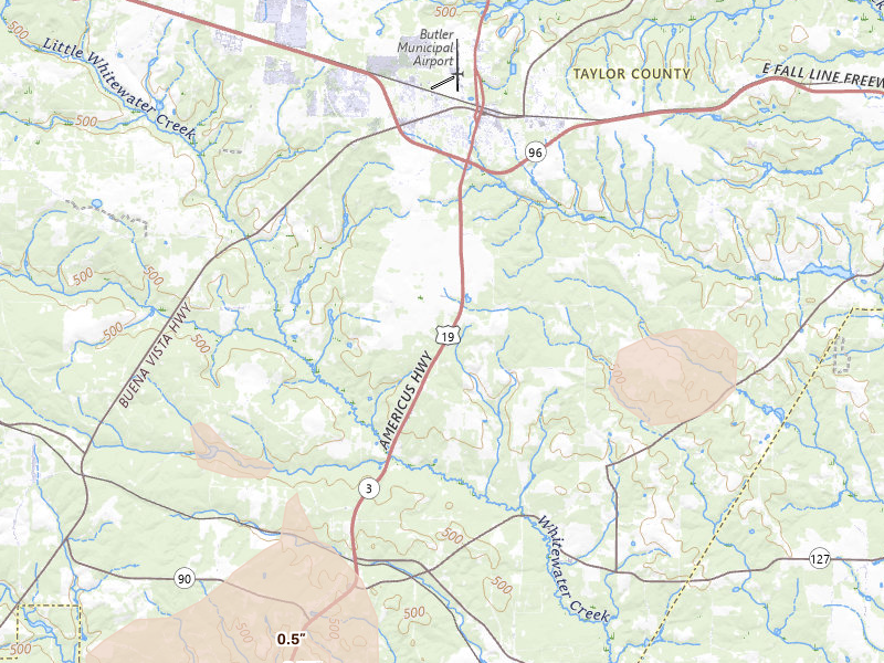 Radar-estimated hail-size map of the storm over Butler, GA