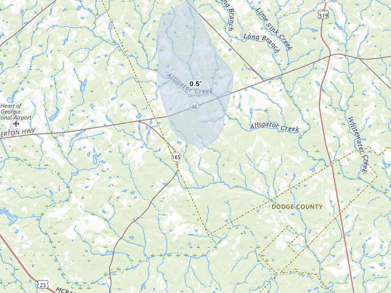 NEXRAD radar-signature map of the hail storm over Cadwell, GA on Jun 26, 2026