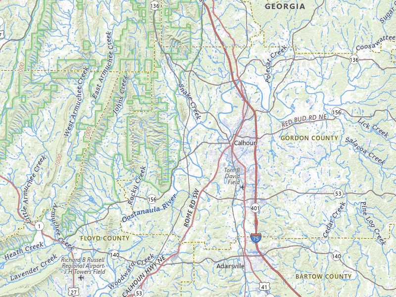 Radar-estimated hail-size map of the storm over Calhoun, GA on Jul 1, 2026