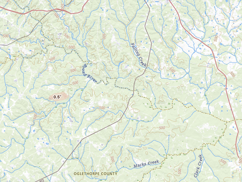 Radar-estimated hail-size map of the storm over Carlton, GA on Jul 9, 2026