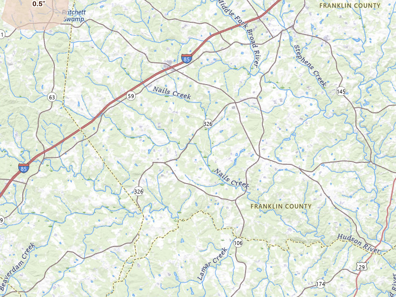 Radar-estimated hail-size map of the storm over Carnesville, GA on Jul 3, 2026