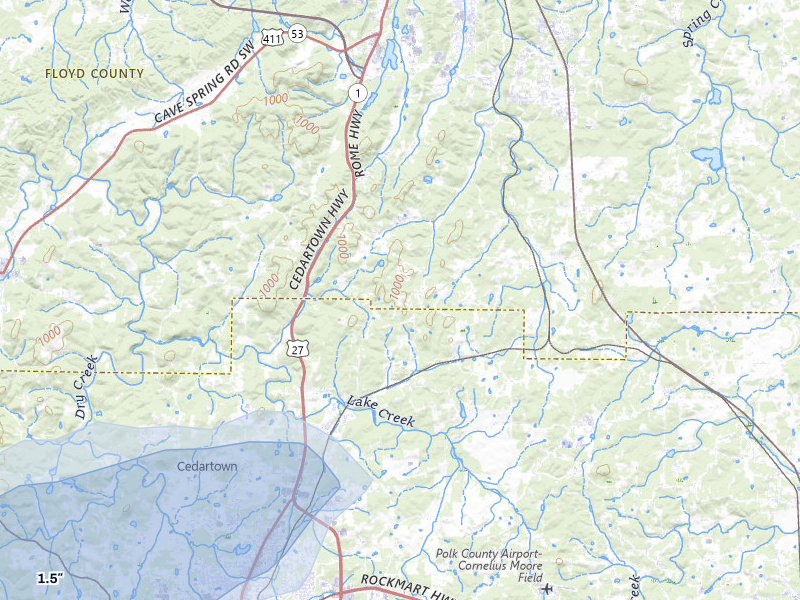 NEXRAD radar-signature map of the hail over Cedartown, GA