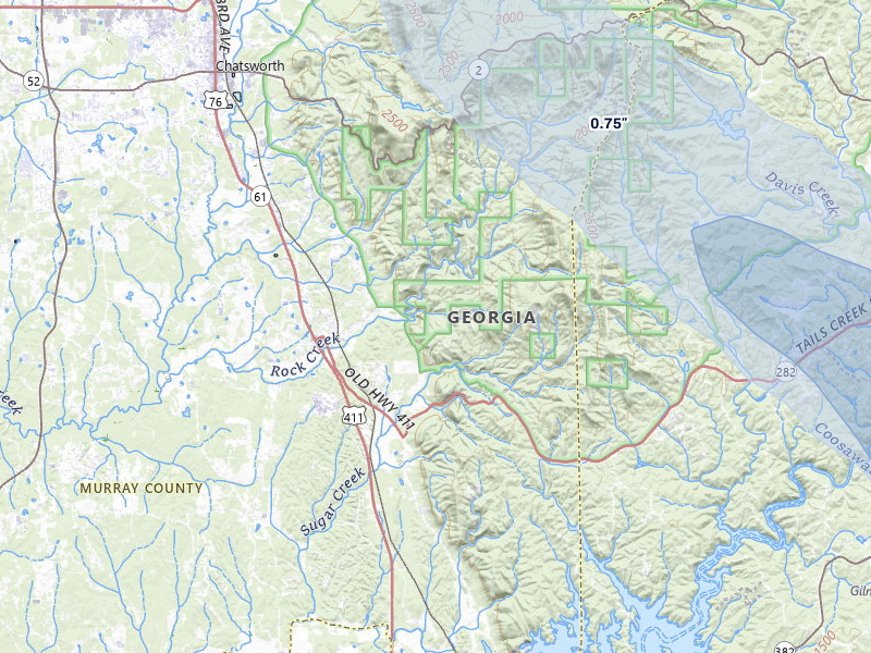 NEXRAD radar-signature map of the hail storm over Chatsworth, GA on Jul 1, 2026