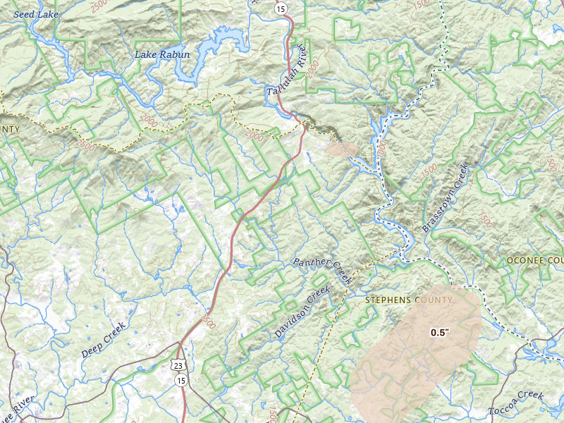 Radar-estimated hail-size map of the storm over Clarkesville, GA on Jun 29, 2026
