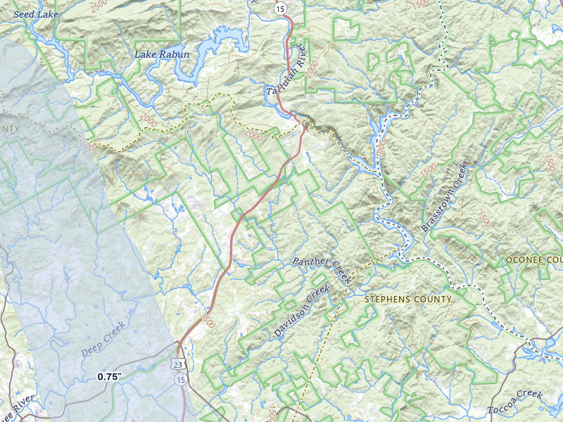 NEXRAD radar-signature map of the hail over Clarkesville, GA