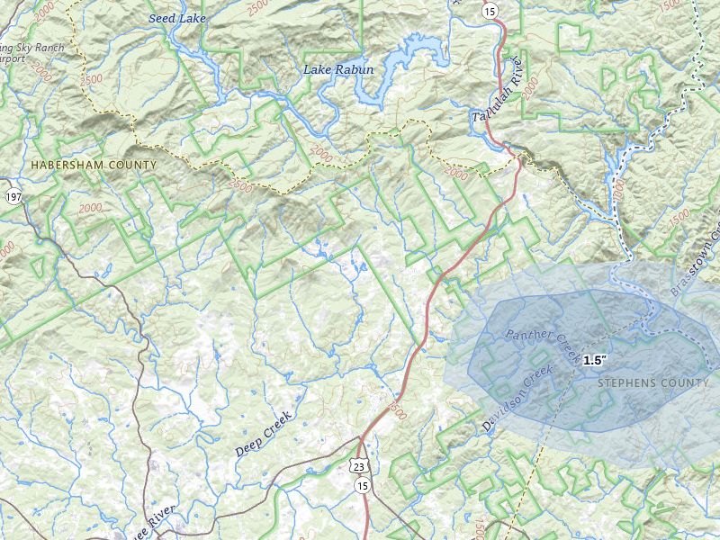 NEXRAD radar-signature map of the hail storm over Clarkesville, GA on Aug 9, 2026
