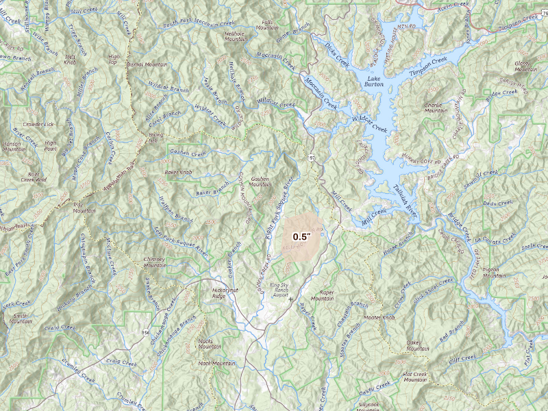 Radar-estimated hail-size map of the storm over Clarkesville, GA