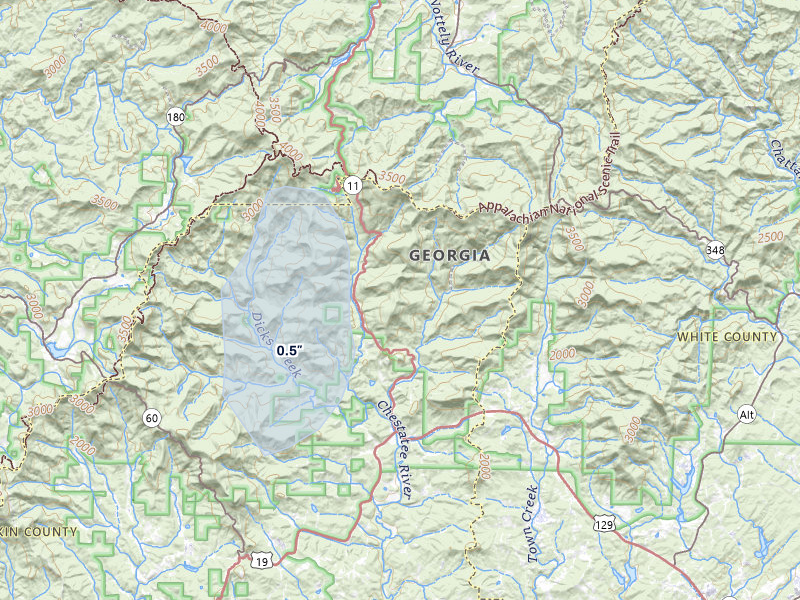 NEXRAD radar-signature map of the hail storm over Cleveland, GA on May 17, 2026