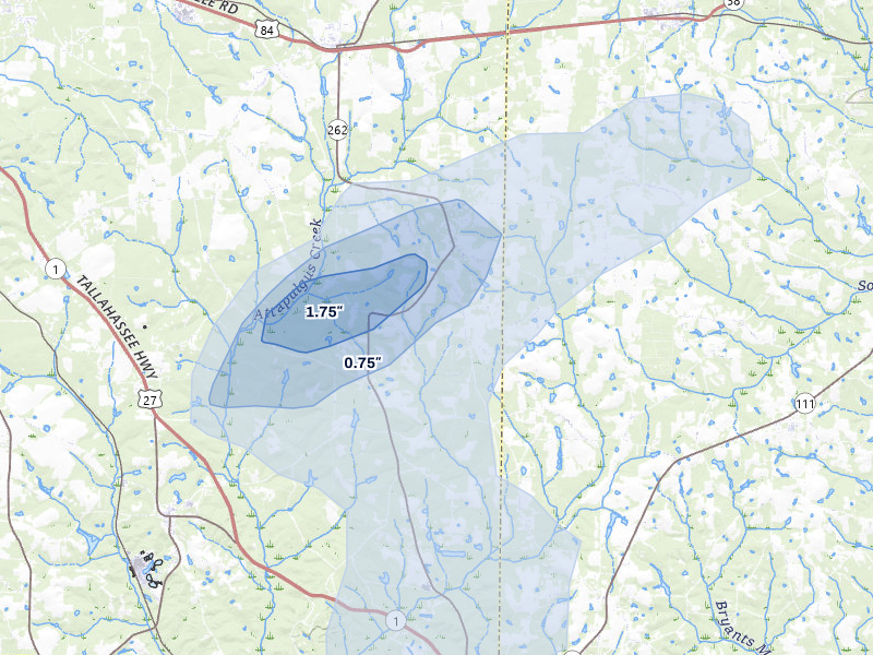 NEXRAD radar-signature map of the hail storm over Climax, GA on Jul 10, 2026