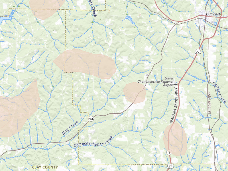 Radar-estimated hail-size map of the storm over Coleman, GA on Aug 21, 2026