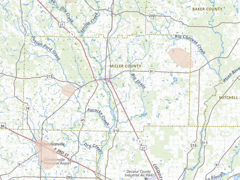Radar-estimated hail-size map of the storm over Colquitt, GA on Aug 12, 2026