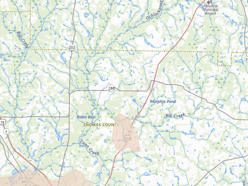 Radar-estimated hail-size map of the storm over Coolidge, GA on Aug 12, 2026