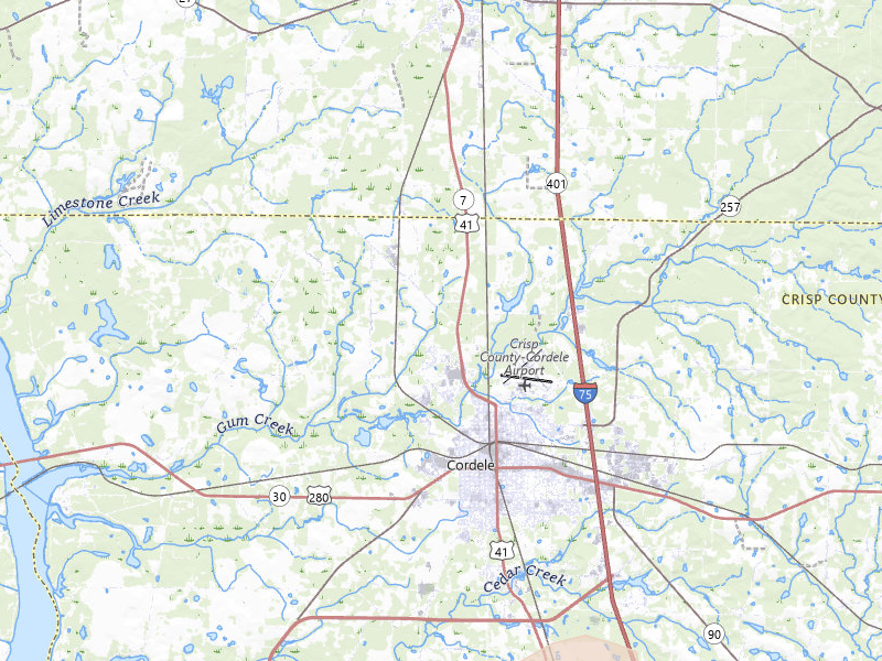 Radar-estimated hail-size map of the storm over Cordele, GA on Jul 10, 2026