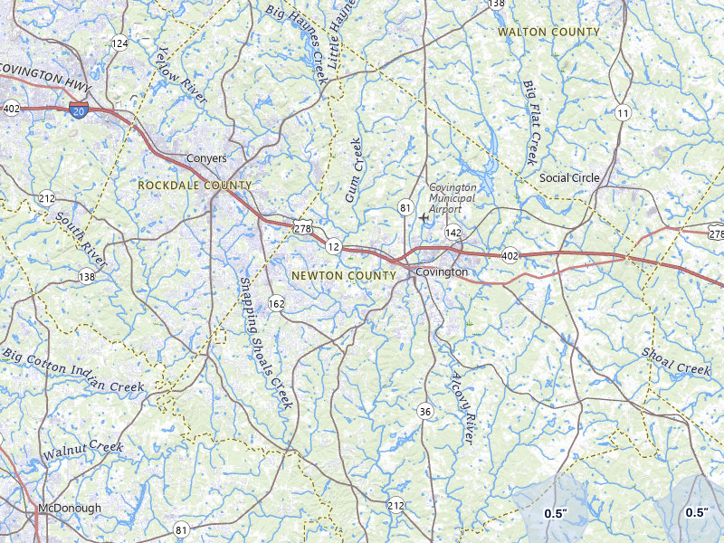 NEXRAD radar-signature map of the hail storm over Covington, GA on Apr 28, 2026