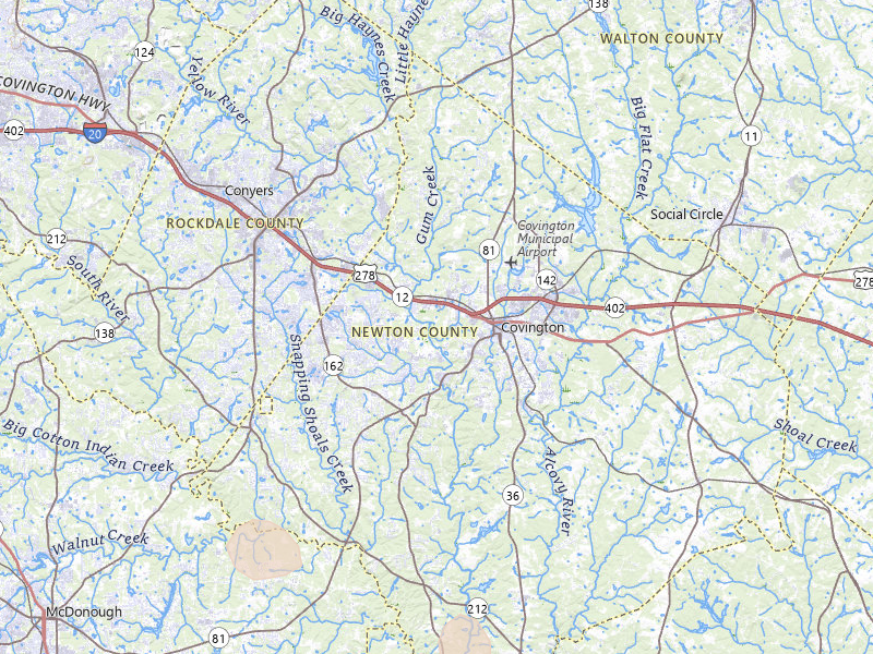Radar-estimated hail-size map of the storm over Covington, GA on May 17, 2026