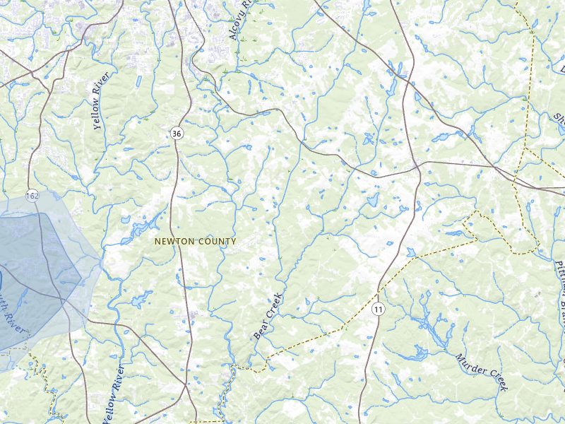 NEXRAD radar-signature map of the hail storm over Covington, GA on Aug 5, 2026