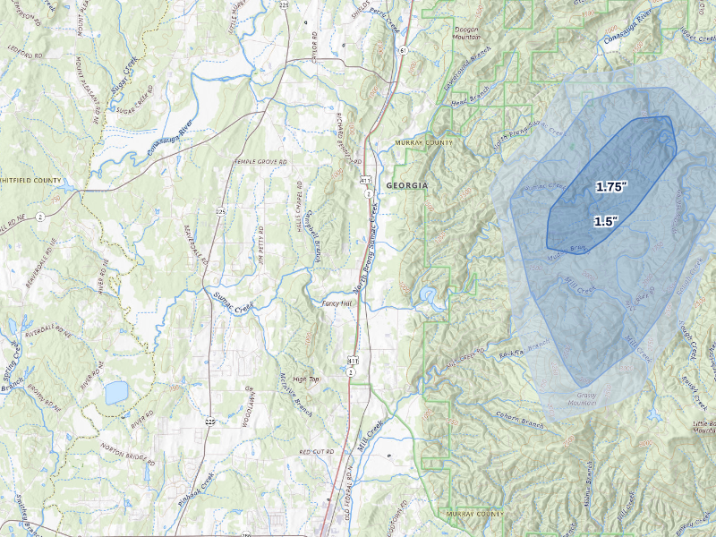 NEXRAD radar-signature map of the hail storm over Crandall, GA on Sep 19, 2026