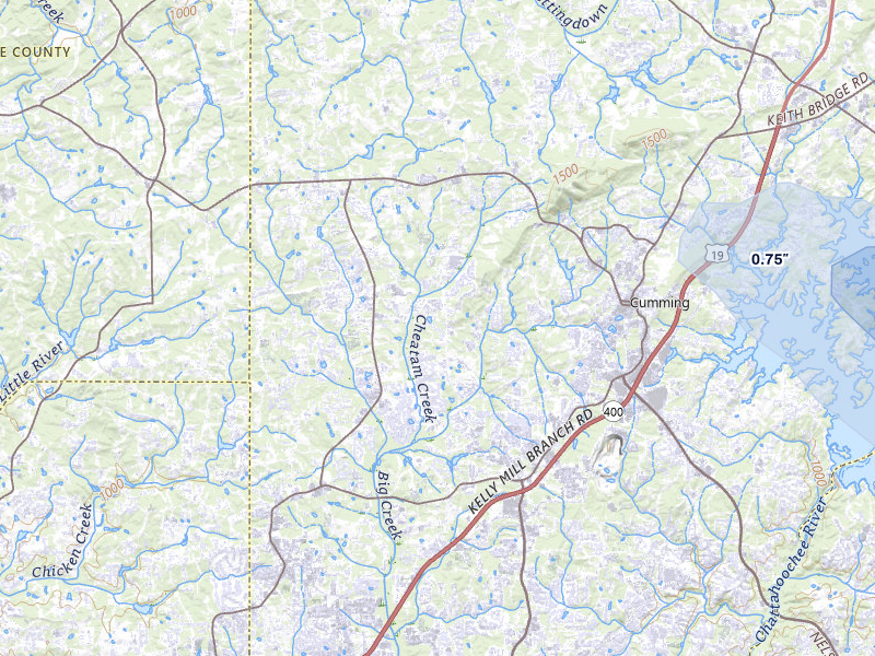 NEXRAD radar-signature map of the hail over Cumming, GA