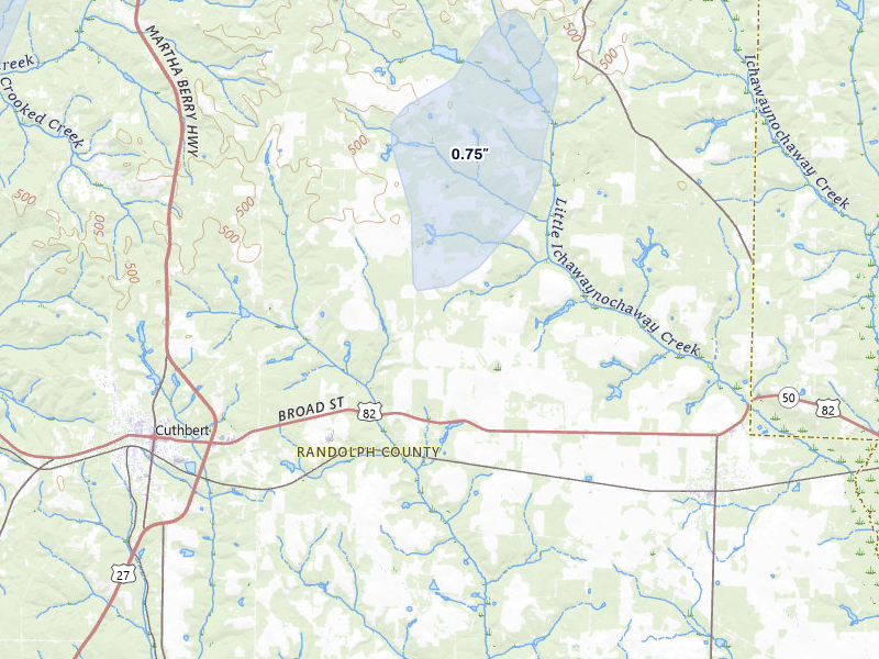 NEXRAD radar-signature map of the hail storm over Cuthbert, GA on Apr 3, 2026