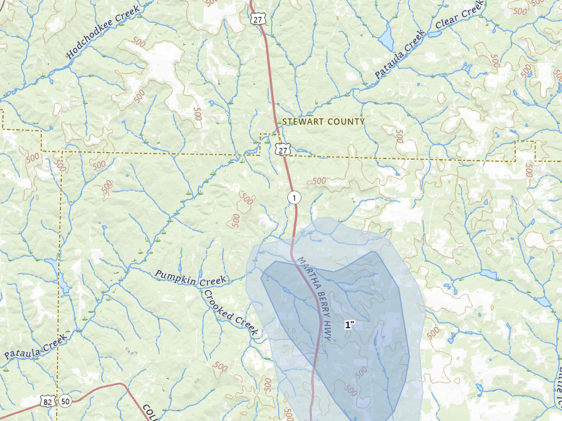 NEXRAD radar-signature map of the hail storm over Cuthbert, GA on Aug 20, 2026
