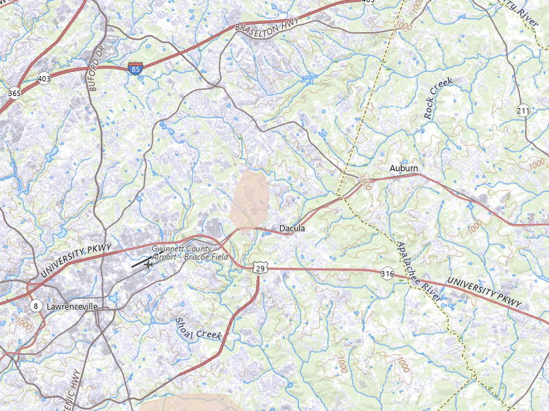 Radar-estimated hail-size map of the storm over Dacula, GA on Jul 4, 2026