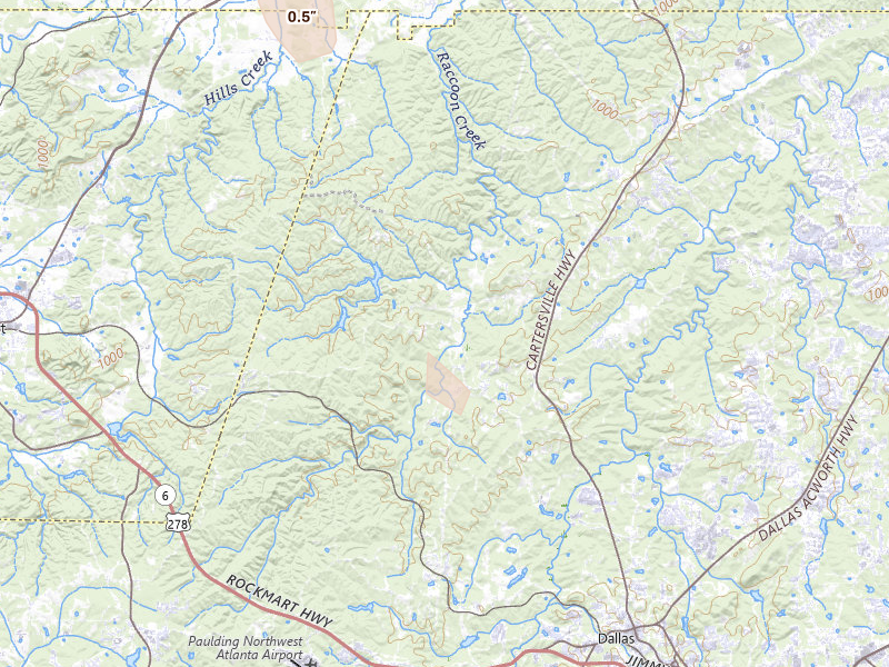 Radar-estimated hail-size map of the storm over Dallas, GA on Aug 21, 2026