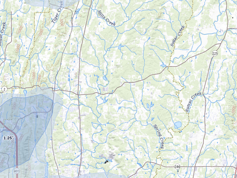 NEXRAD radar-signature map of the hail storm over Dalton, GA on Jul 3, 2026