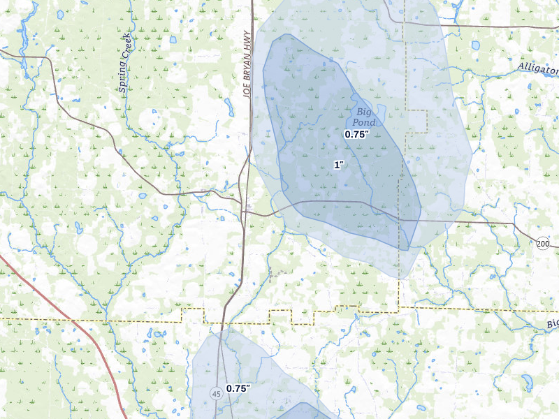 NEXRAD radar-signature map of the hail storm over Damascus, GA on Jul 29, 2026