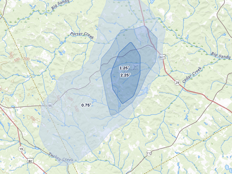 NEXRAD radar-signature map of the hail storm over Danville, GA on May 17, 2026