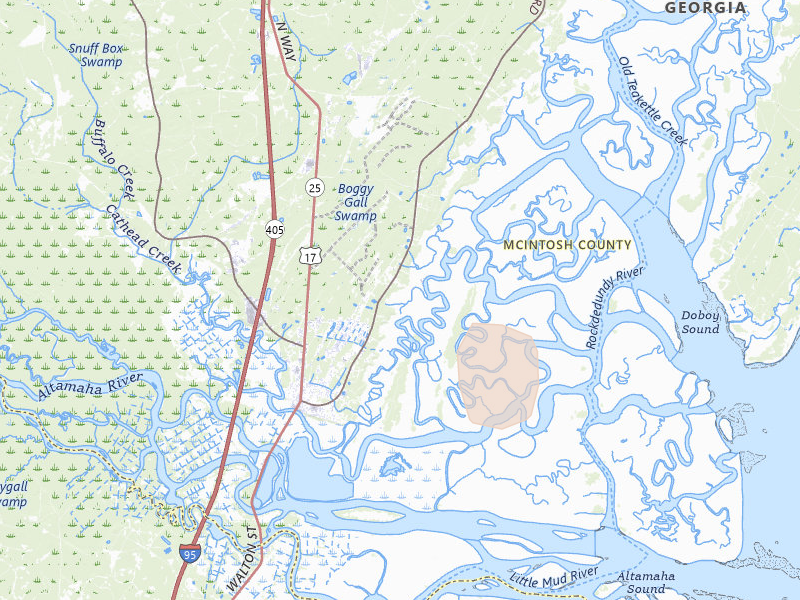 Radar-estimated hail-size map of the storm over Darien, GA