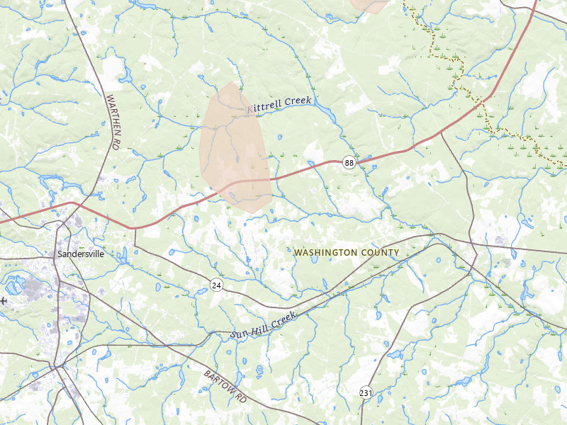 Radar-estimated hail-size map of the storm over Davisboro, GA on Jun 29, 2026