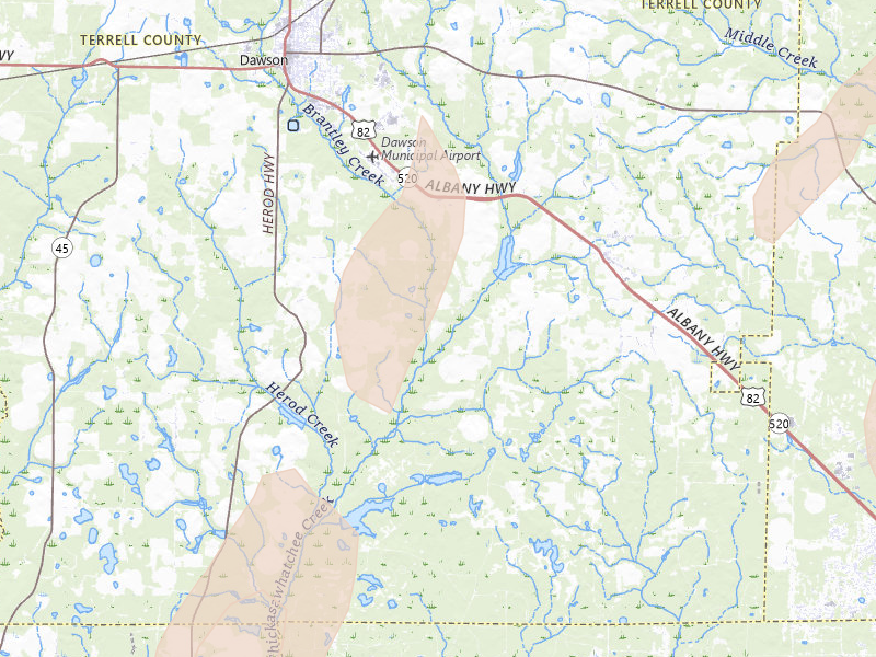 Radar-estimated hail-size map of the storm over Dawson, GA on May 22, 2026