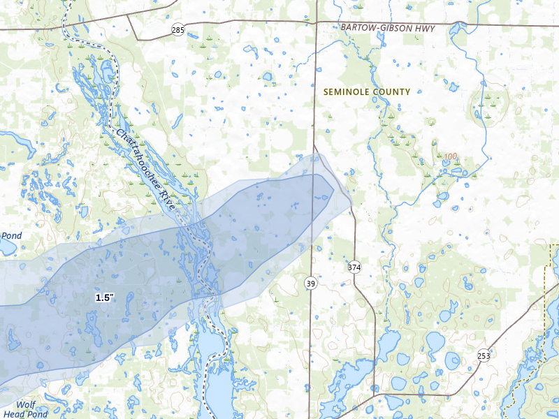NEXRAD radar-signature map of the hail storm over Donalsonville, GA on May 8, 2026