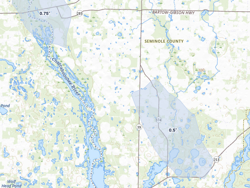 NEXRAD radar-signature map of the hail storm over Donalsonville, GA on Jul 30, 2026