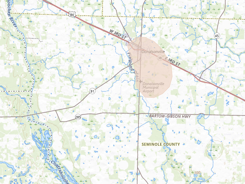 Radar-estimated hail-size map of the storm over Donalsonville, GA on Aug 12, 2026