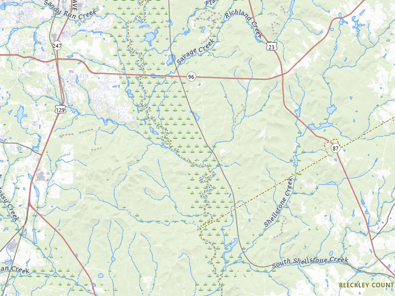 Radar-estimated hail-size map of the storm over Dry Branch, GA on Jul 9, 2026