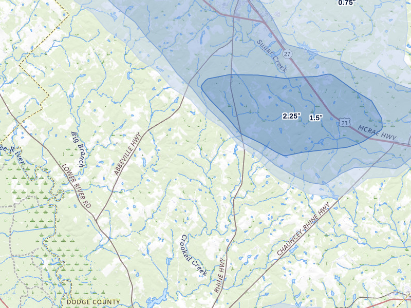 NEXRAD radar-signature map of the hail storm over Eastman, GA on May 17, 2026