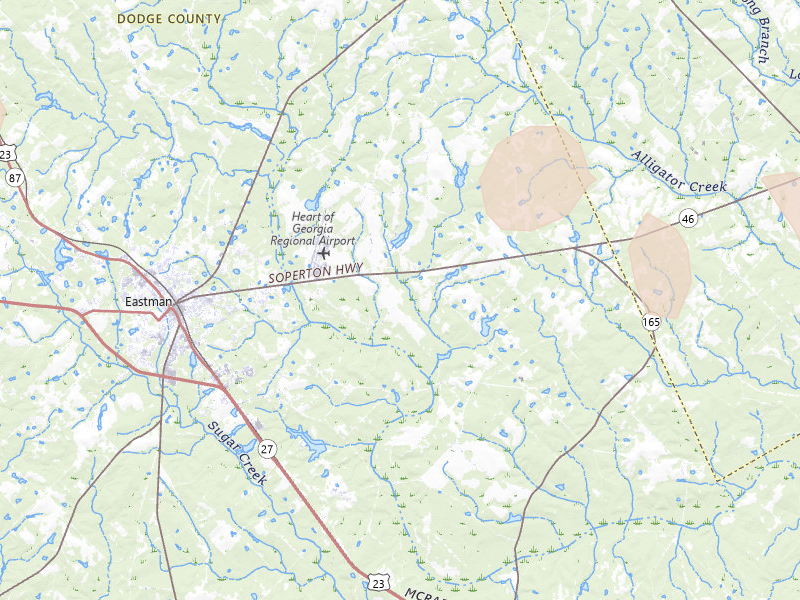 Radar-estimated hail-size map of the storm over Eastman, GA on Aug 6, 2026