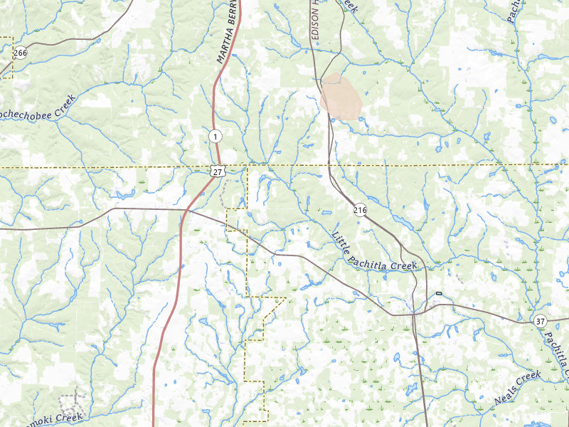 Radar-estimated hail-size map of the storm over Edison, GA on Jul 17, 2026