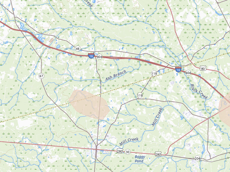 Radar-estimated hail-size map of the storm over Ellabell, GA