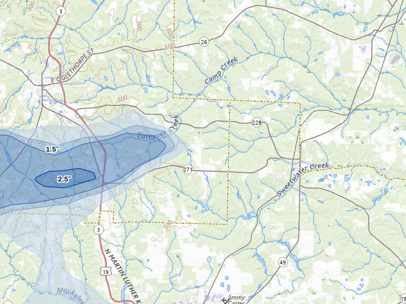 NEXRAD radar-signature map of the hail storm over Ellaville, GA on May 6, 2026
