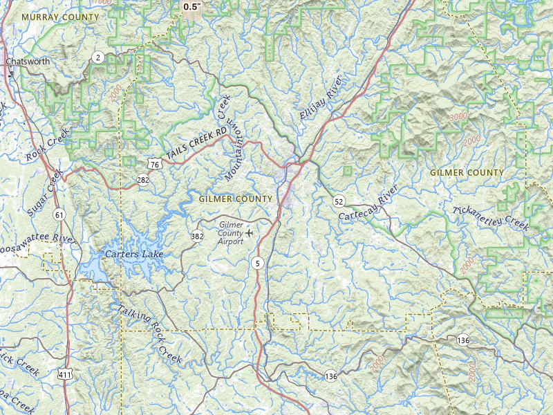 Radar-estimated hail-size map of the storm over Ellijay, GA on Jul 19, 2026