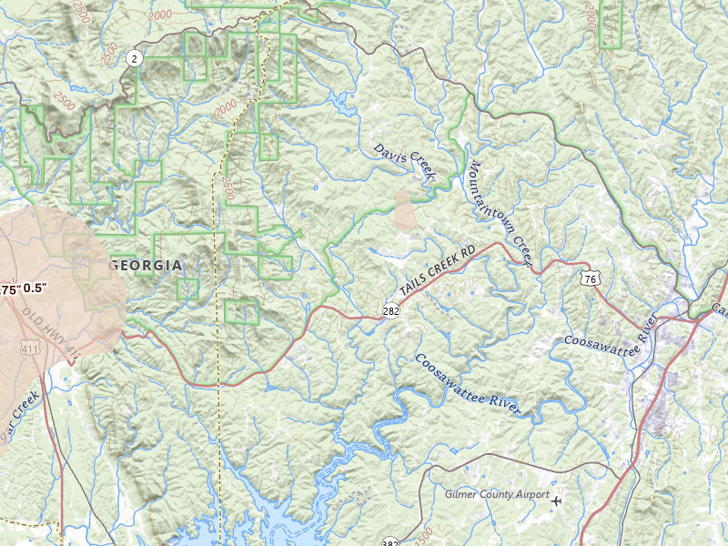 Radar-estimated hail-size map of the storm over Ellijay, GA on Sep 5, 2026