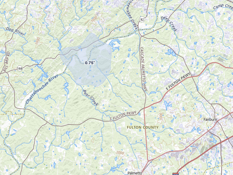 NEXRAD radar-signature map of the hail storm over Fairburn, GA on Mar 6, 2026