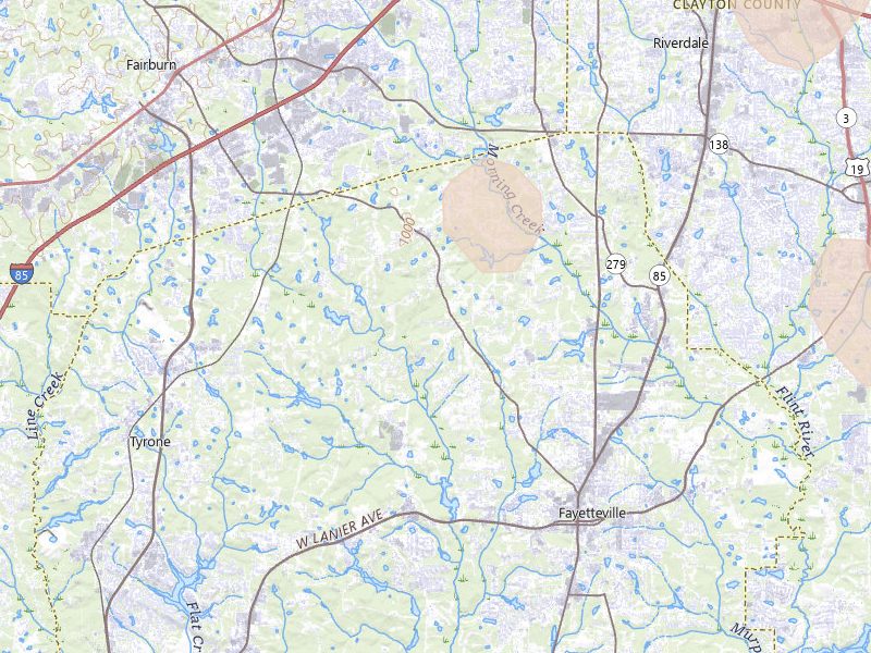 Radar-estimated hail-size map of the storm over Fayetteville, GA on May 17, 2026