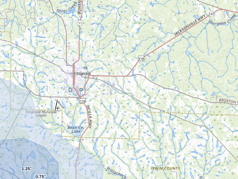 NEXRAD radar-signature map of the hail storm over Fitzgerald, GA on May 17, 2026