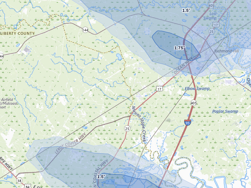 NEXRAD radar-signature map of the hail storm over Fleming, GA on Jul 29, 2026