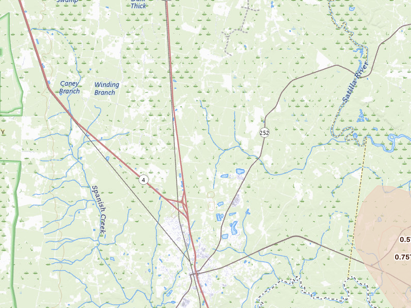 Radar-estimated hail-size map of the storm over Folkston, GA on May 24, 2026