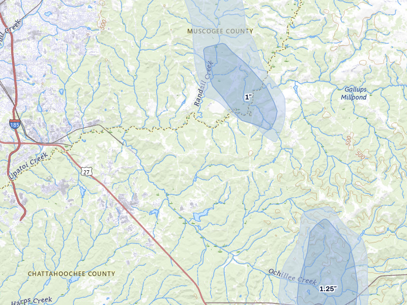 NEXRAD radar-signature map of the hail over Fort Benning, GA