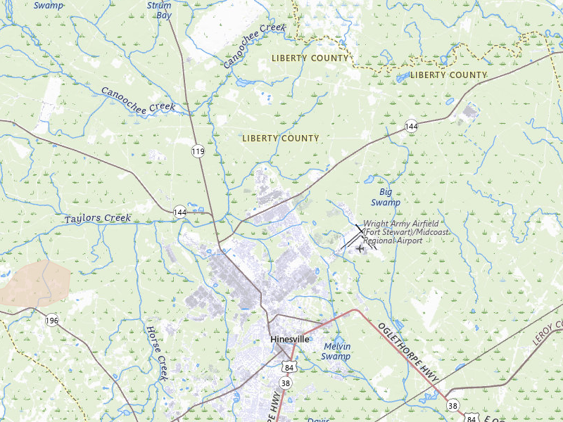Radar-estimated hail-size map of the storm over Fort Stewart, GA on Jul 12, 2026